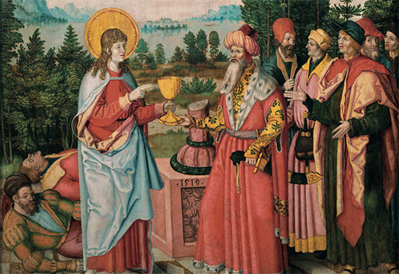 3Wilhelm Stetter Johannes der Apostel trinkt aus dem Giftkelch 1519 Öl auf Holz Linde Musée Unterlinden Colmar F Christian Kempf